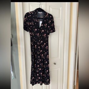 NEW Reformation Rocki Midi Floral Black Dress